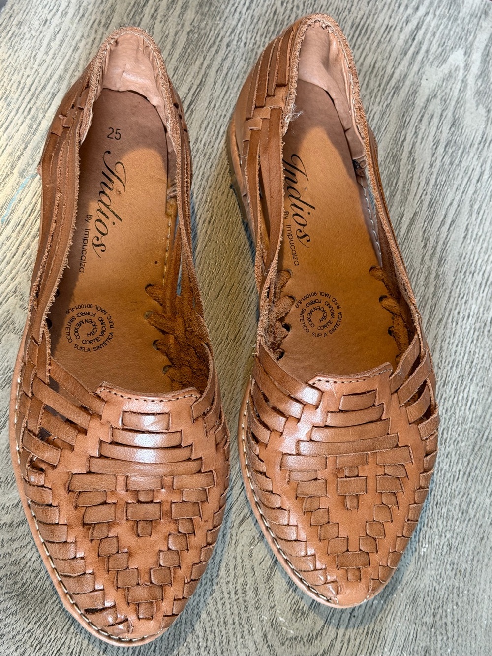 Indios Woven Leather Slip-On Flats - Tan